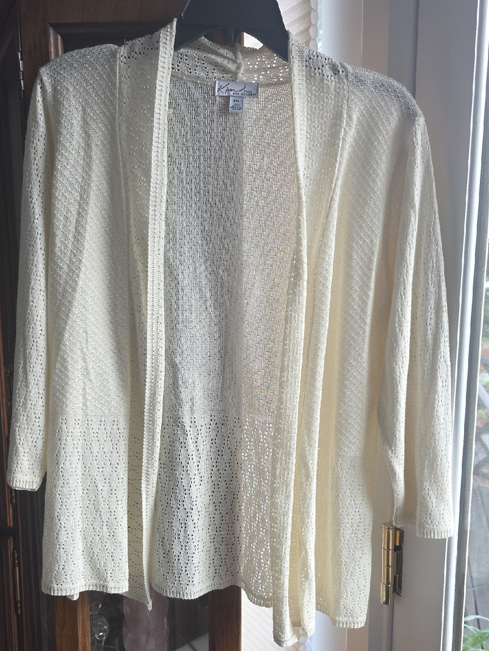 Kim Rogers Cream Open-Front Knit Cardigan